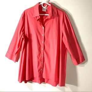 Finley Coral Button Front Tunic Blouse